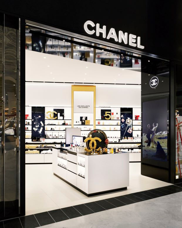 Chanel perfume and beauty boutique interior with Chanel logo display and luxury cosmetic products If you want a slightly more keyword-focused version for ranking: