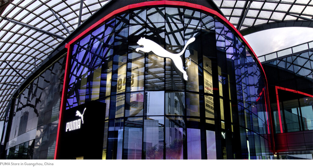PUMA flagship store exterior with modern