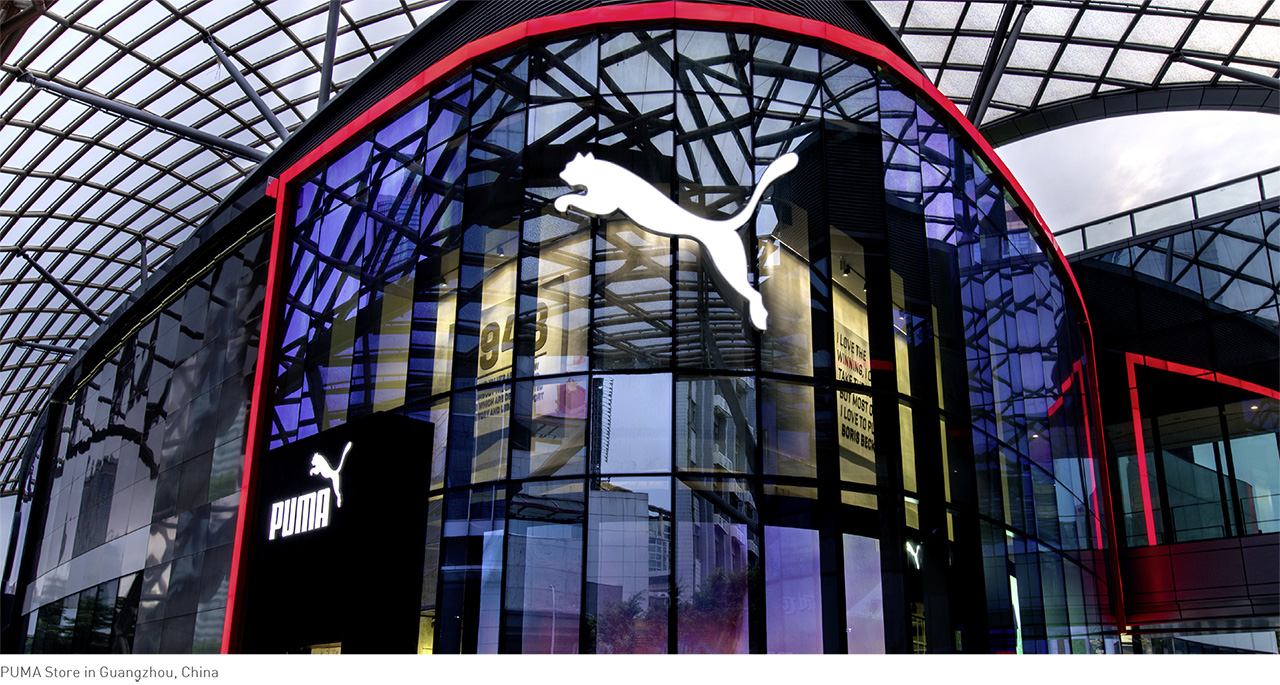 PUMA flagship store exterior with modern