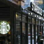 Exterior view of a Starbucks coffee store highlighting the brand during its business turnaround after declining sales.